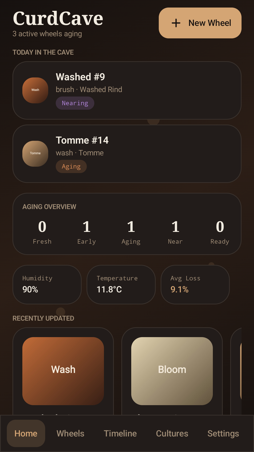 CurdCave app home screen